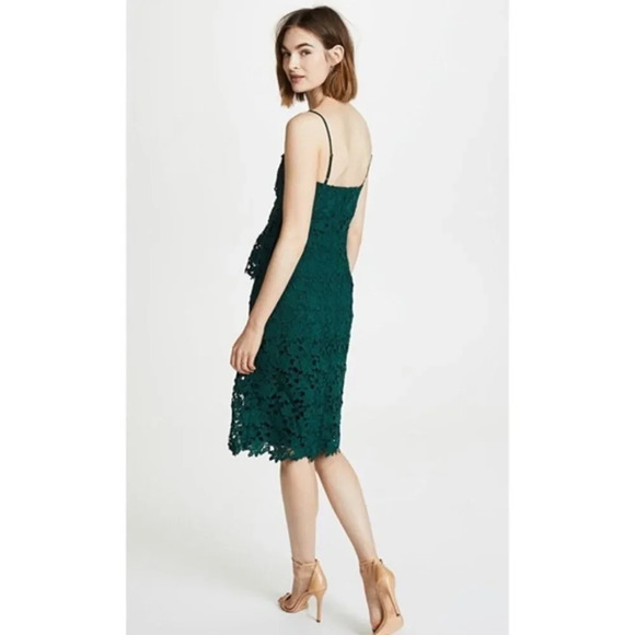 Club Monaco Eucalyptus Green Bliannah Lace V-Neck Peplum Knee Length Dress Sz. 2 - Picture 2 of 11